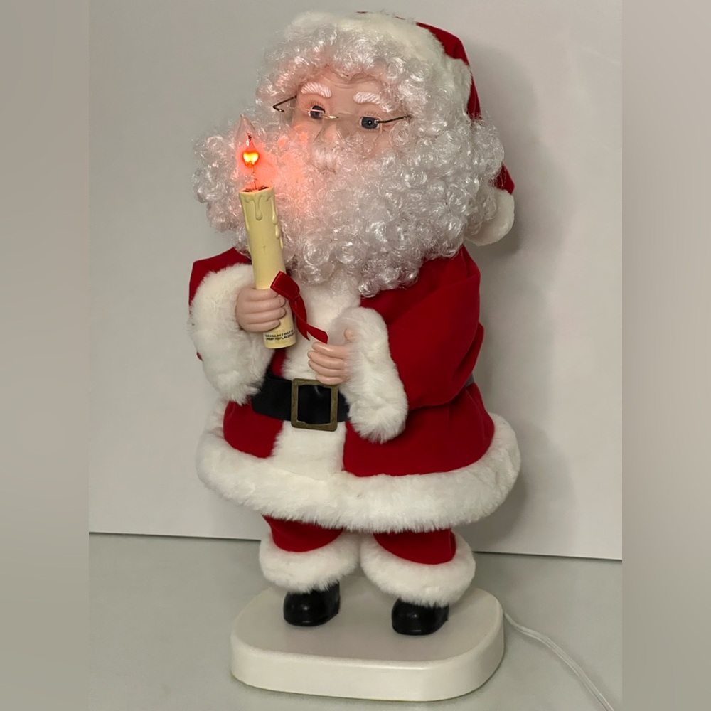 Vintage “Santa's Best" Animated Santa Mr. Claus Large 20 Inch w/ Lighted Candle